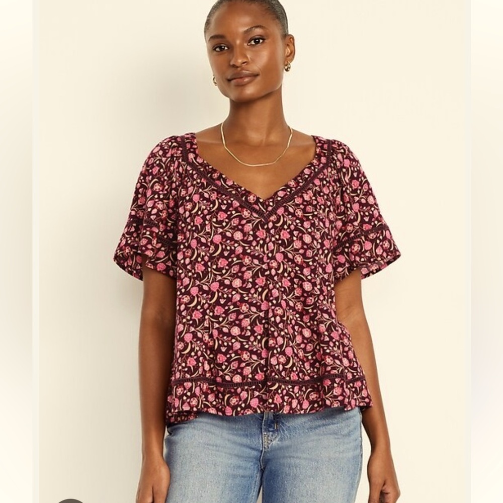 Boho Floral V Neck Blouse